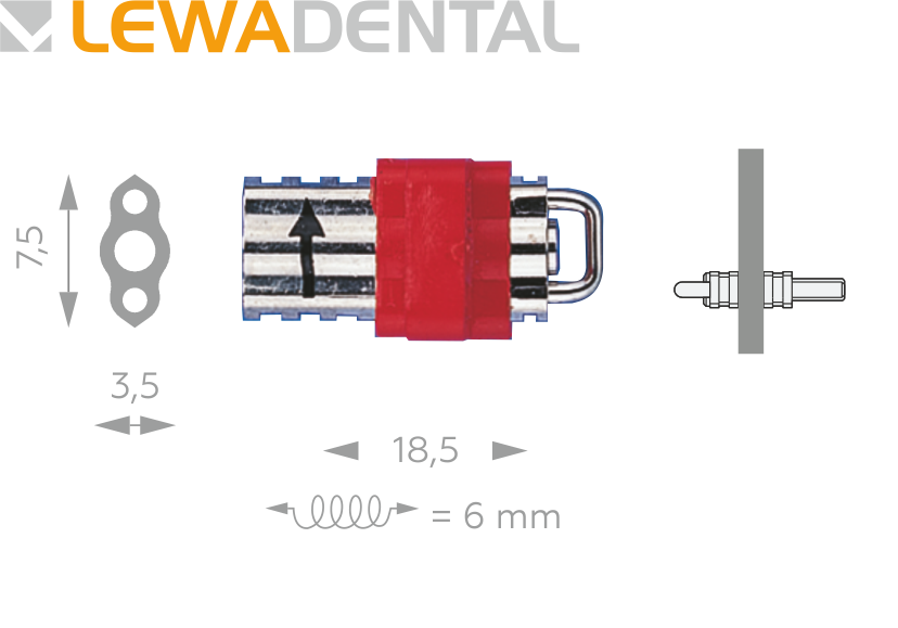 LEWA  Medium 1020 ZG Стягивающий винт прямой из нержавеющей стали 6 mm. 