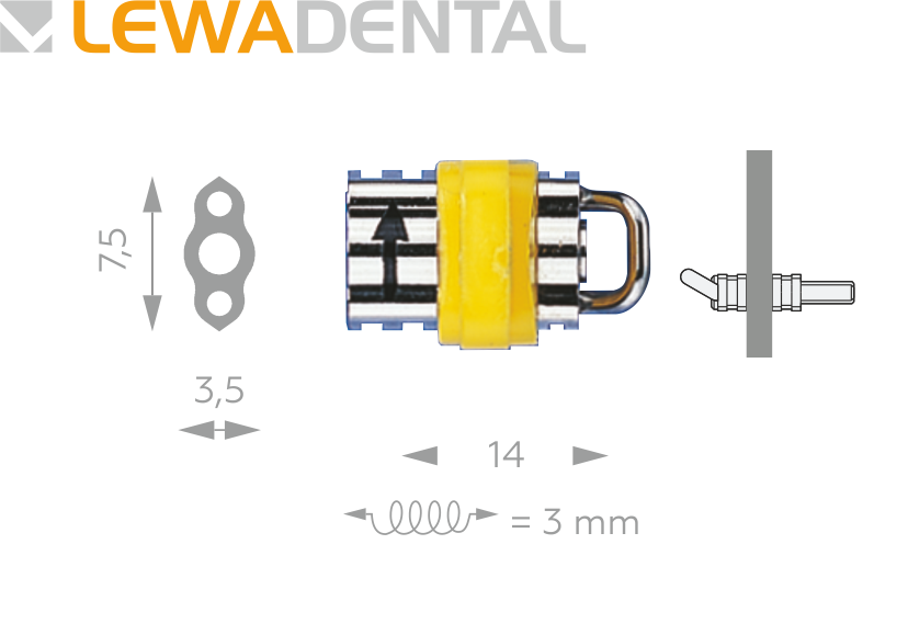 LEWA Medium 1041 ZS Стягивающий винт изогнутый из нержавеющей стали 3 mm. 